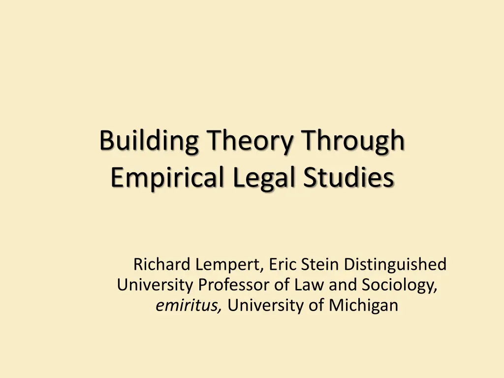 building theory through empirical legal studies n.w