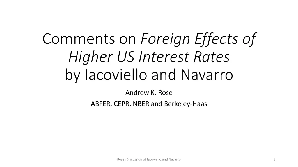 comments on foreign effects of higher us interest n.w