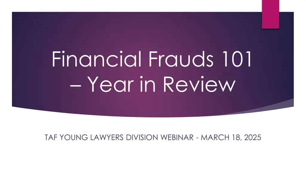 financial frauds 101 year in review n.w