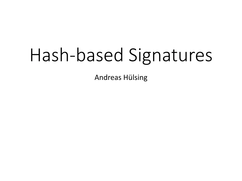 hash based signatures n.w