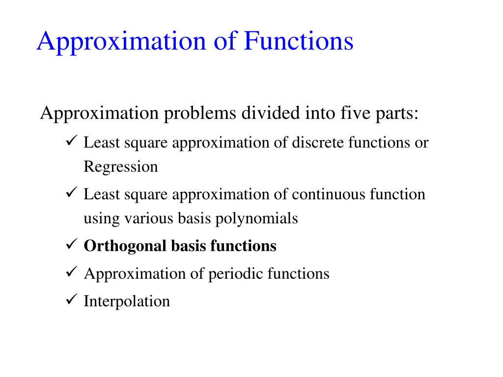approximation of functions n.w
