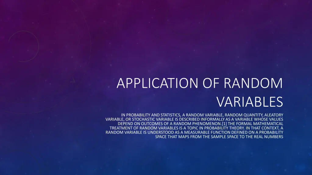 application of random n.w