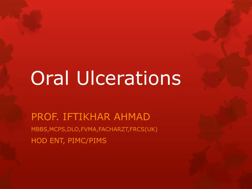 oral ulcerations n.w