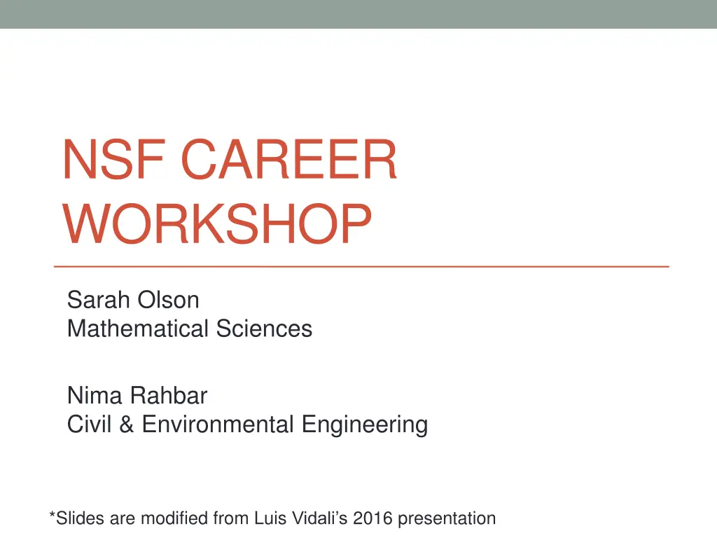 nsf career workshop n.w