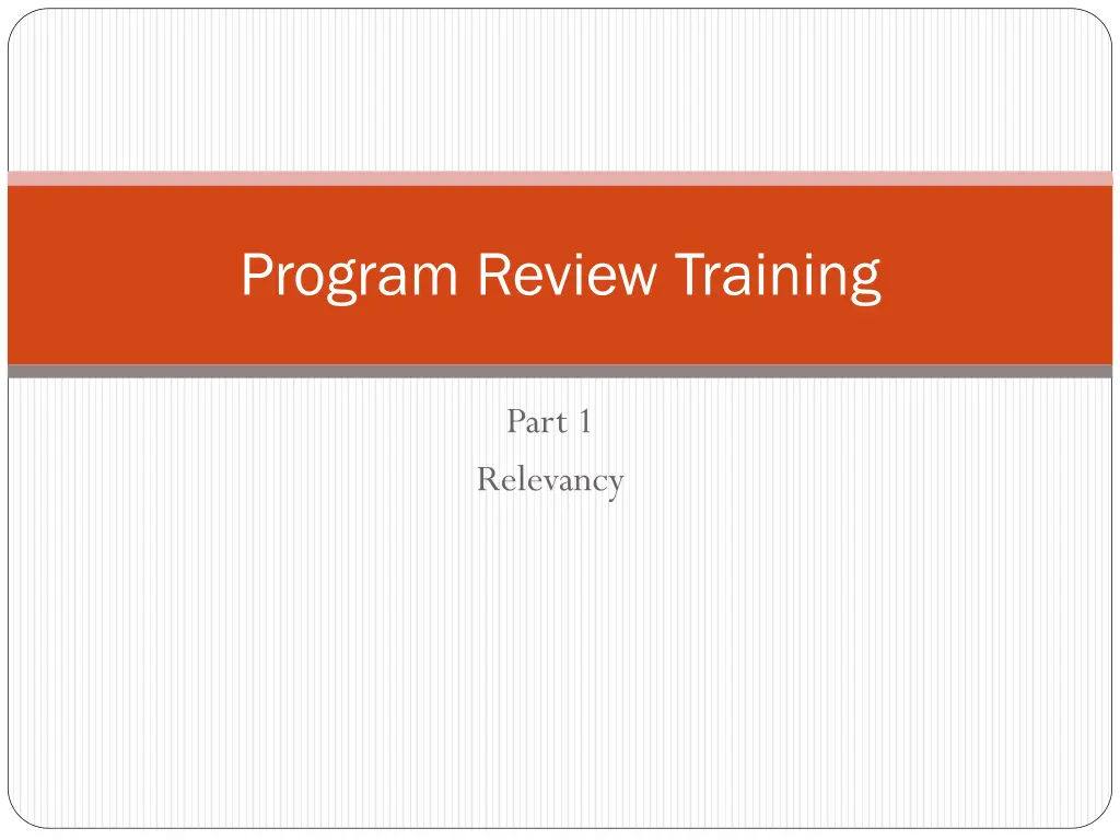 program review training n.w