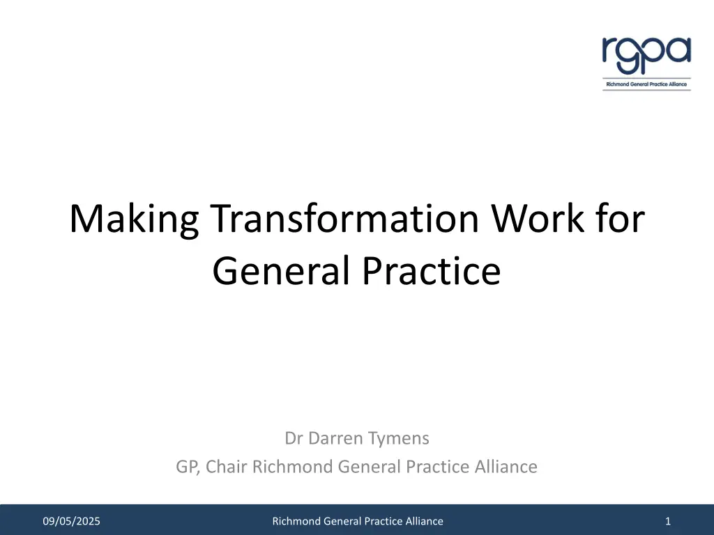 making transformation work for general practice n.w
