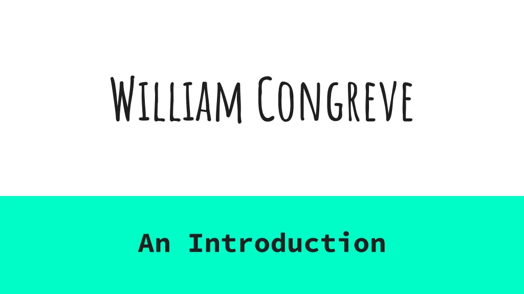 william congreve n.w