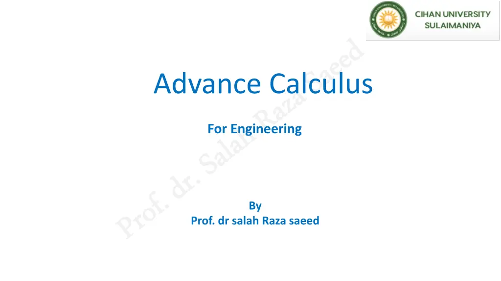 advance calculus n.w