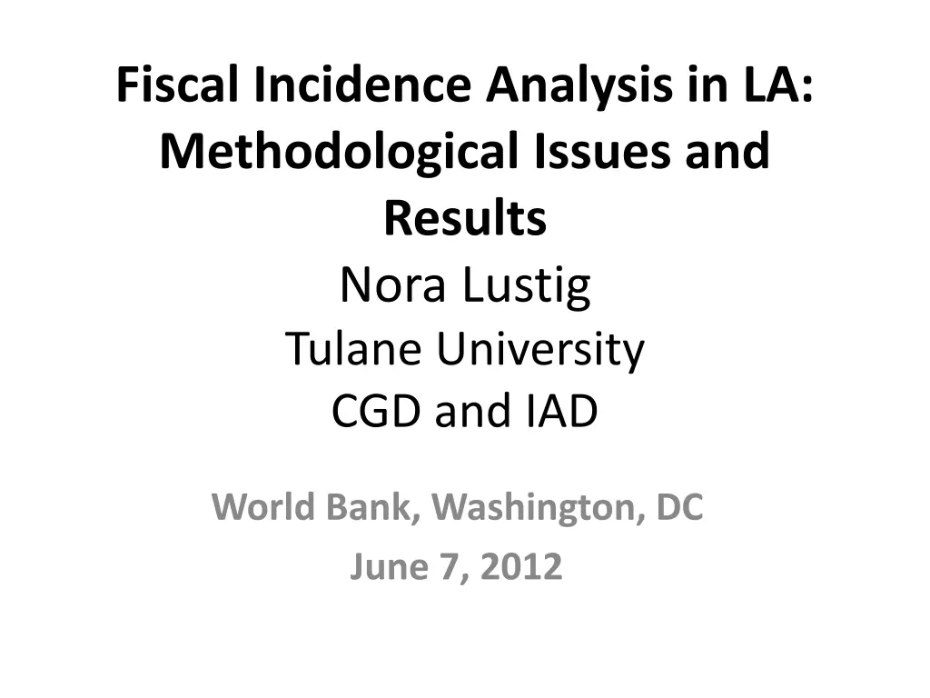 fiscal incidence analysis in la methodological n.w