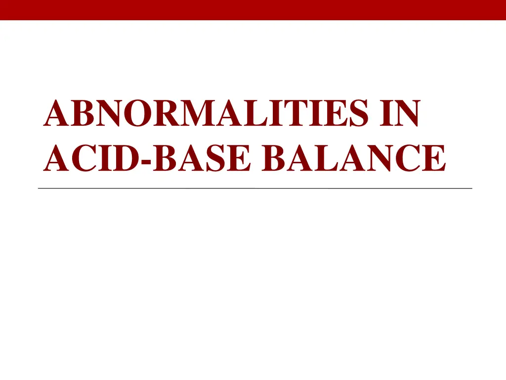 abnormalities in acid base balance n.w