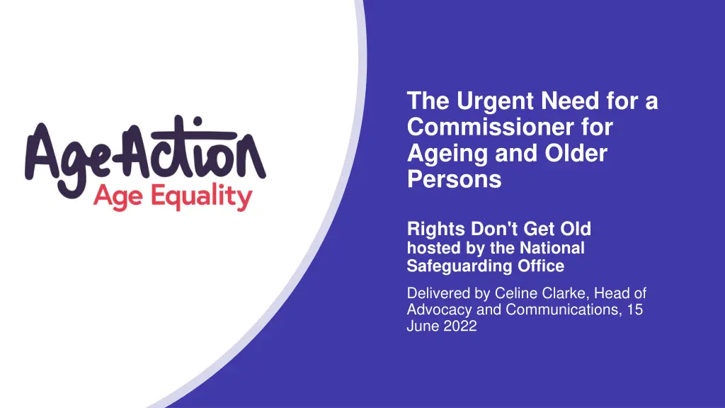 the urgent need for a commissioner for ageing n.w
