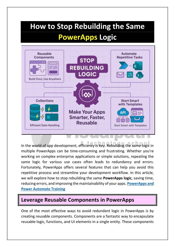 how to stop rebuilding the same powerapps logic n.w