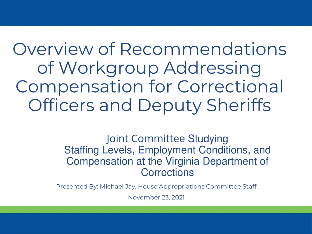 overview of recommendations of workgroup n.w
