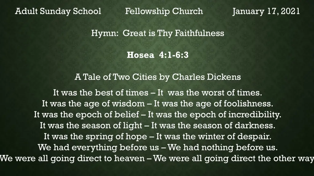 adult sunday school fellowship church january n.w