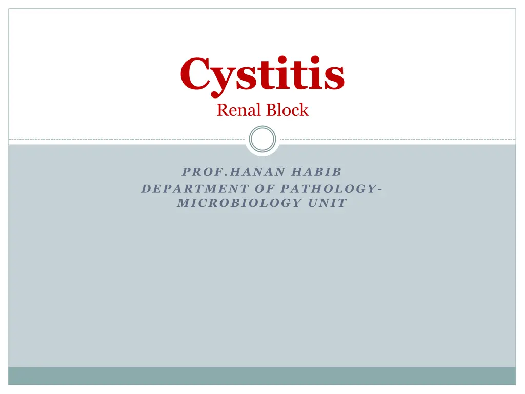 cystitis renal block n.w
