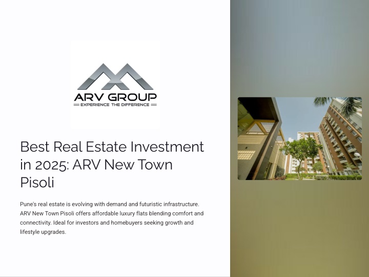 best real estate investment in 2025 arv new town n.w