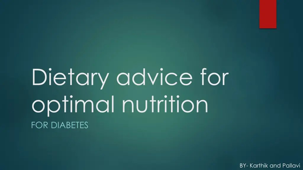 dietary advice for optimal nutrition for diabetes n.w