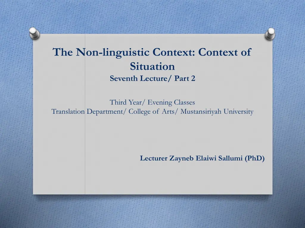 the non linguistic context context of situation n.w
