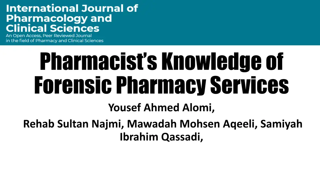 pharmacist s knowledge of forensic pharmacy n.w