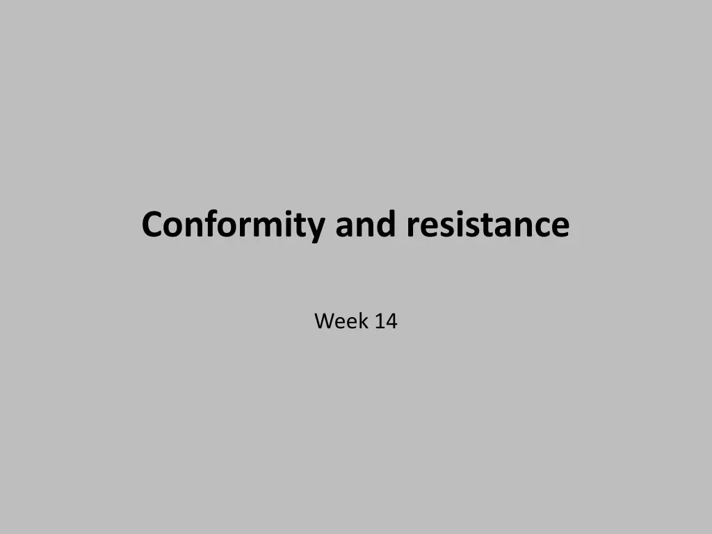conformity and resistance n.w
