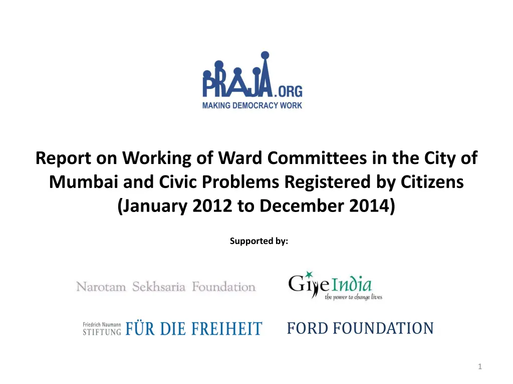 report on working of ward committees in the city n.w