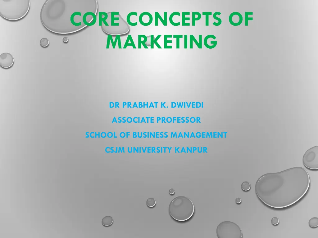 core concepts of marketing n.w