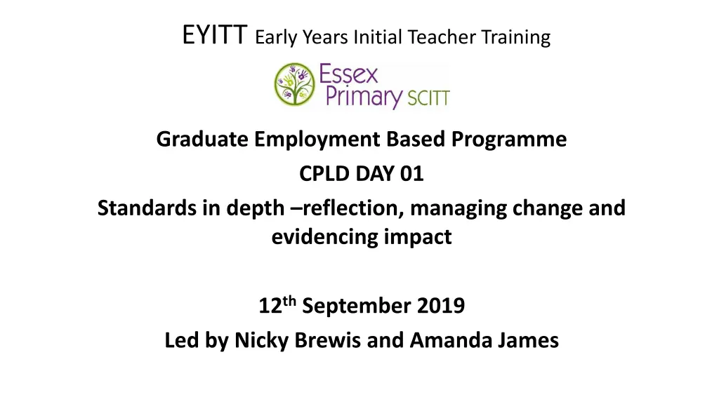 eyitt early years initial teacher training n.w