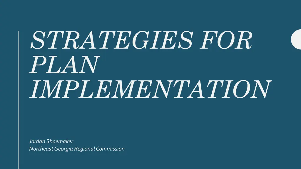 strategies for plan implementation n.w