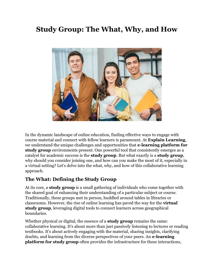 study group the what why and how n.w