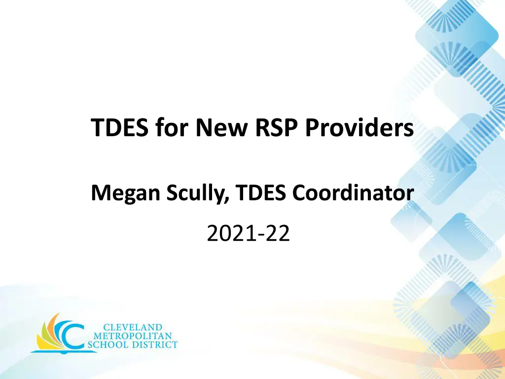 tdes for new rsp providers n.w