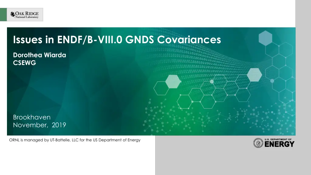 issues in endf b viii 0 gnds covariances n.w