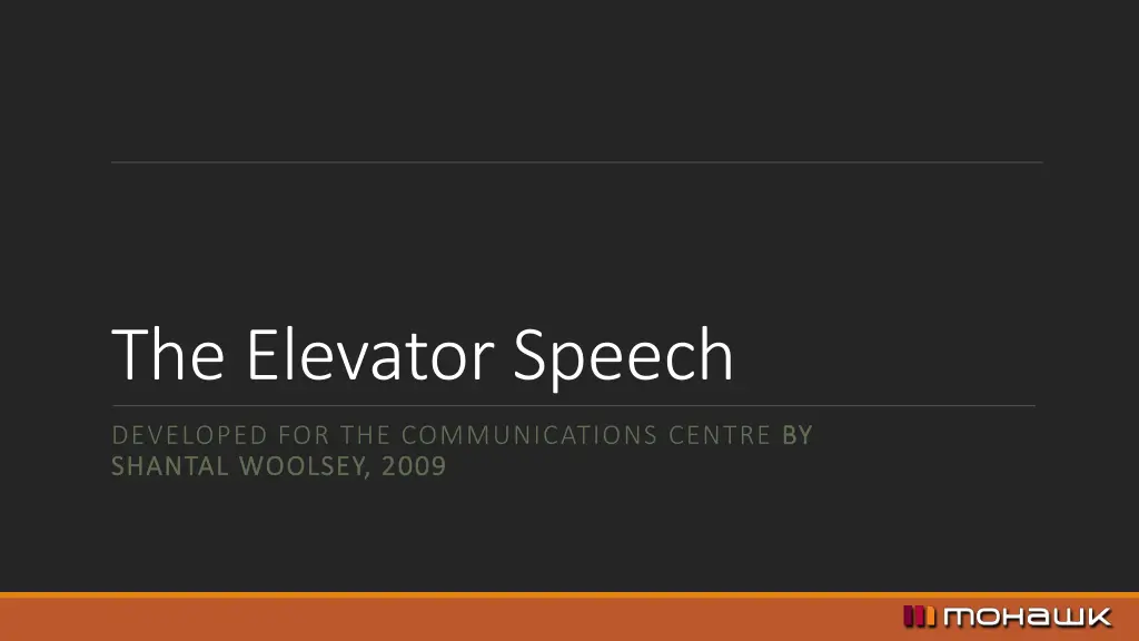 the elevator speech n.w