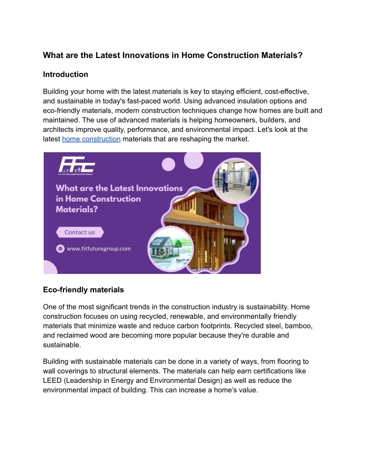 what are the latest innovations in home n.w