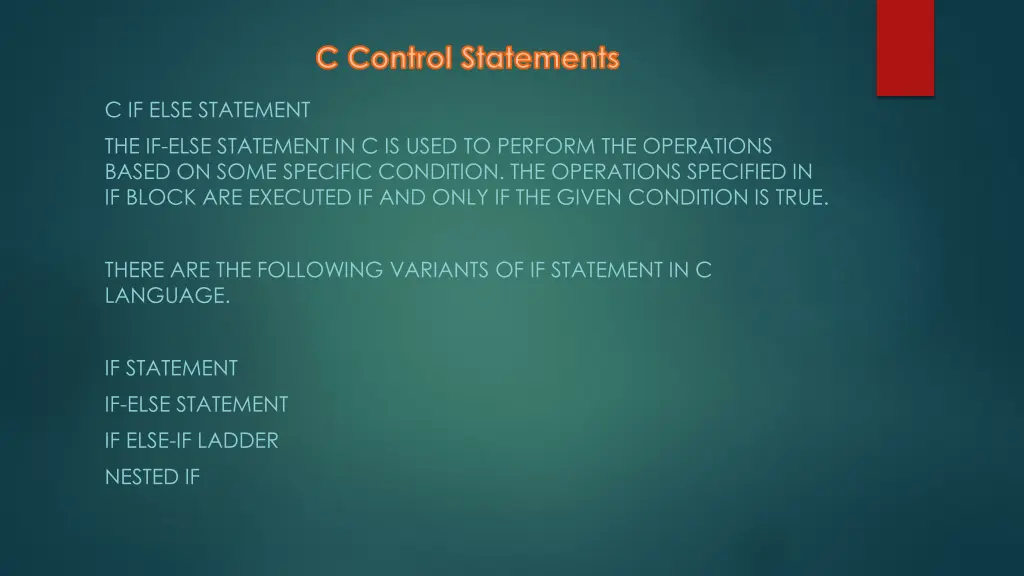 c control statements n.w