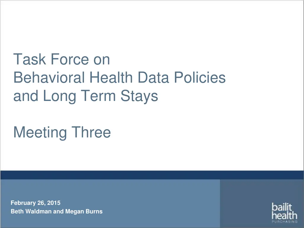 task force on behavioral health data policies n.w