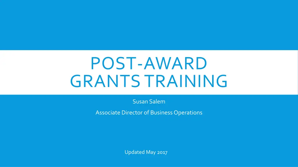 post award grants training n.w