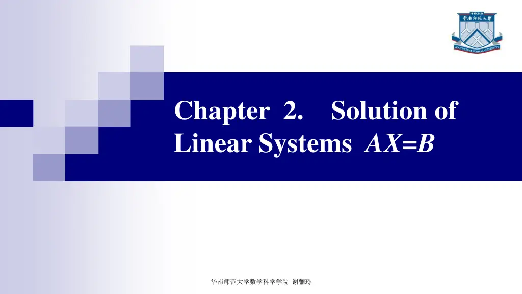 chapter 2 solution of linear systems ax b n.w