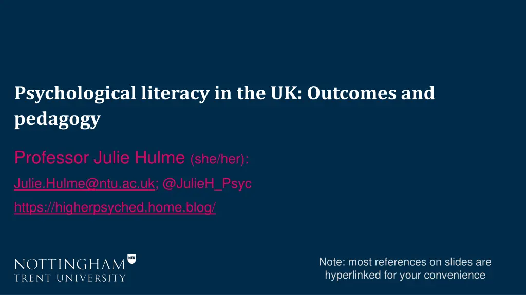 psychological literacy in the uk outcomes n.w