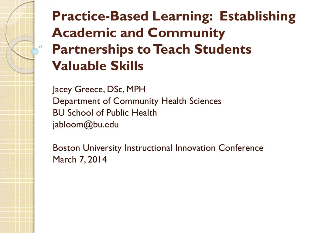 practice based learning establishing academic n.w