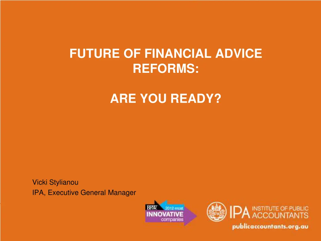 future of financial advice reforms n.w