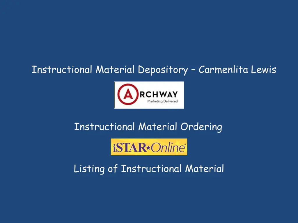 instructional material depository carmenlita lewis n.w