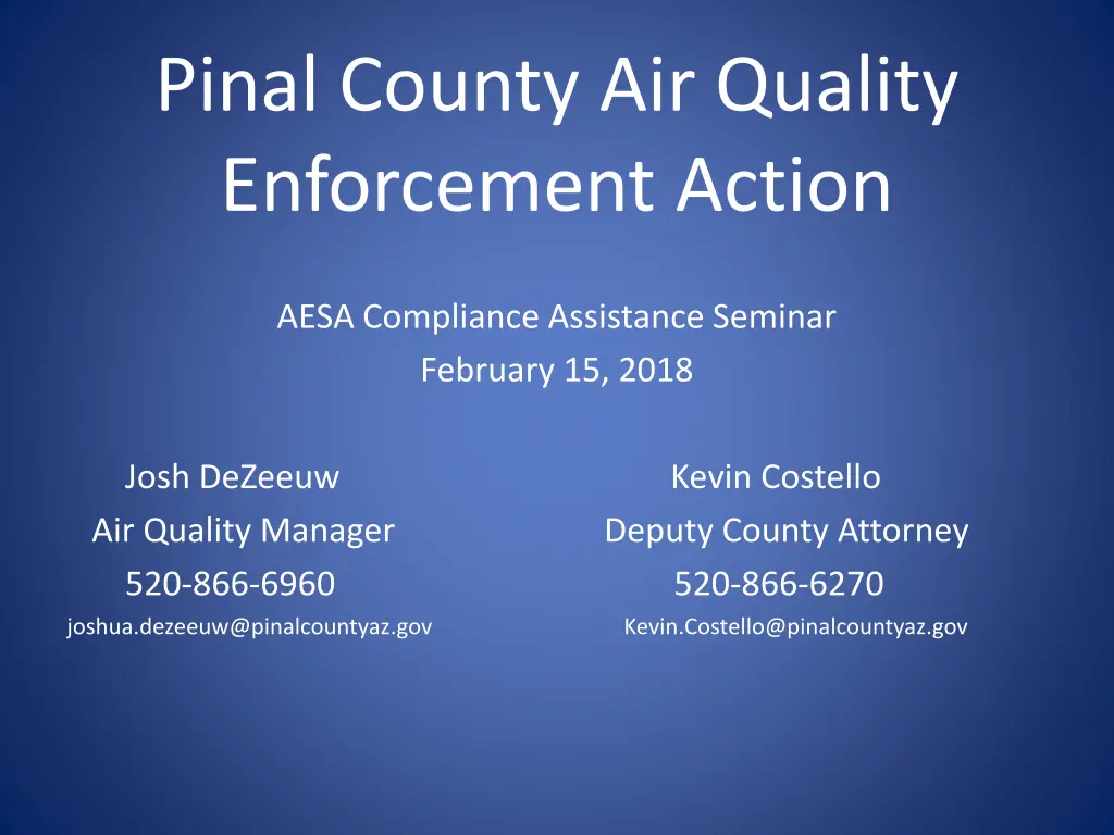 pinal county air quality enforcement action n.w