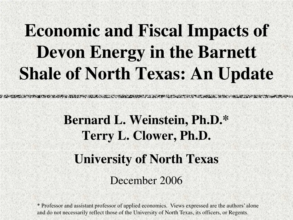 economic and fiscal impacts of devon energy n.w