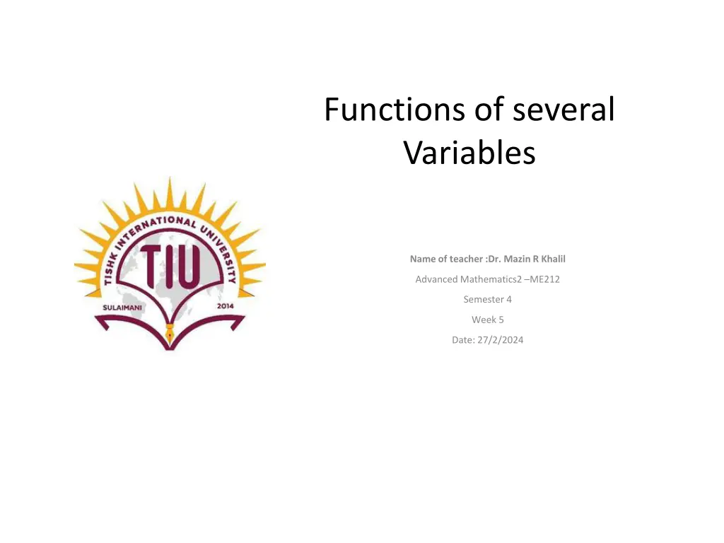 functions of several variables n.w
