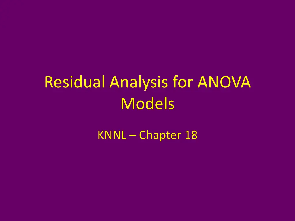 residual analysis for anova models n.w