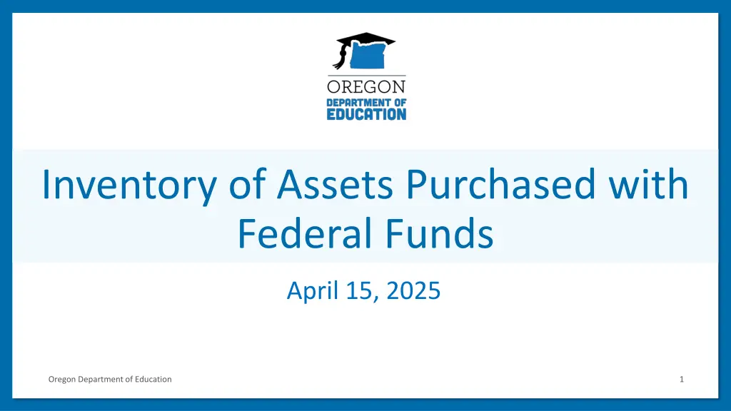 inventory of assets purchased with federal funds n.w