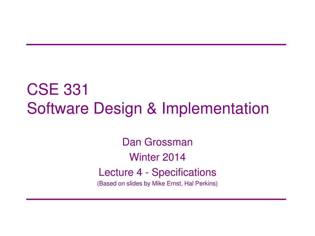 cse 331 software design implementation n.w