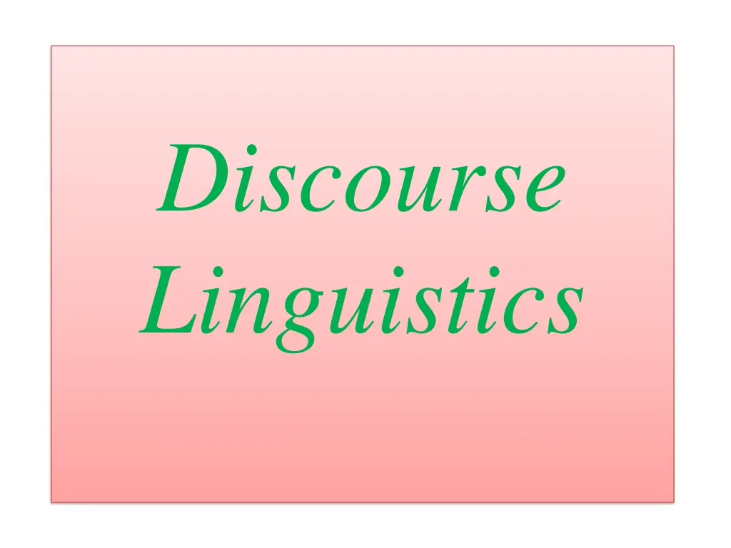 discourse linguistics n.w