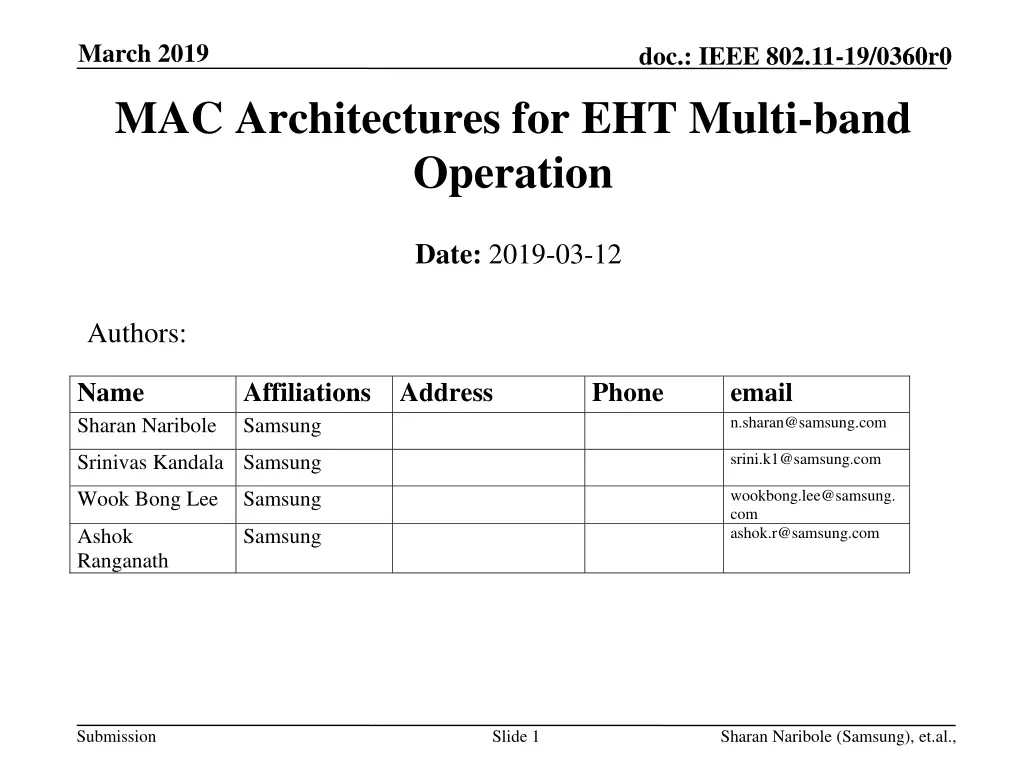 march 2019 mac architectures for eht multi band n.w