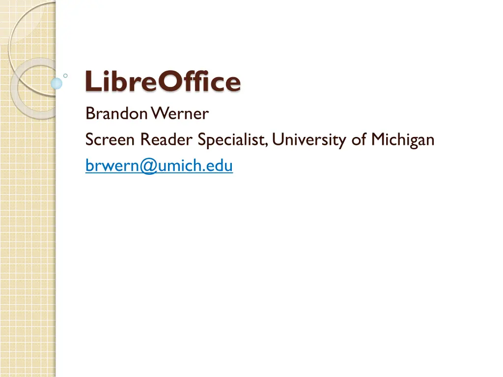 libreoffice brandon werner screen reader n.w